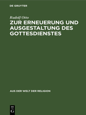 cover image of Zur Erneuerung und Ausgestaltung des Gottesdienstes